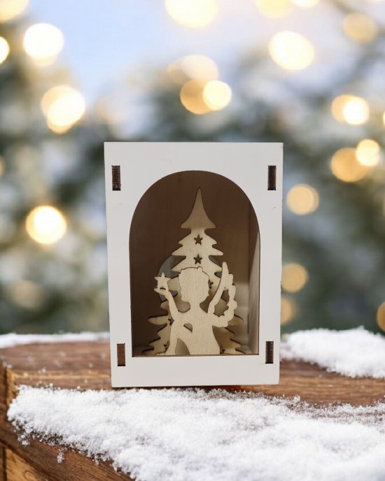 Christmas Wooden Decoration – Angel Motif, LED Christmas Wooden Decoration – Angel Motif, LED