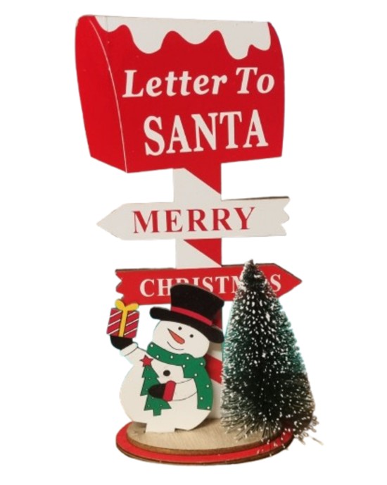 Wooden Christmas Mailbox Decoration with Snowman 