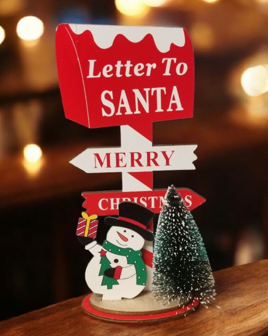 Wooden Christmas Mailbox Decoration with Snowman 