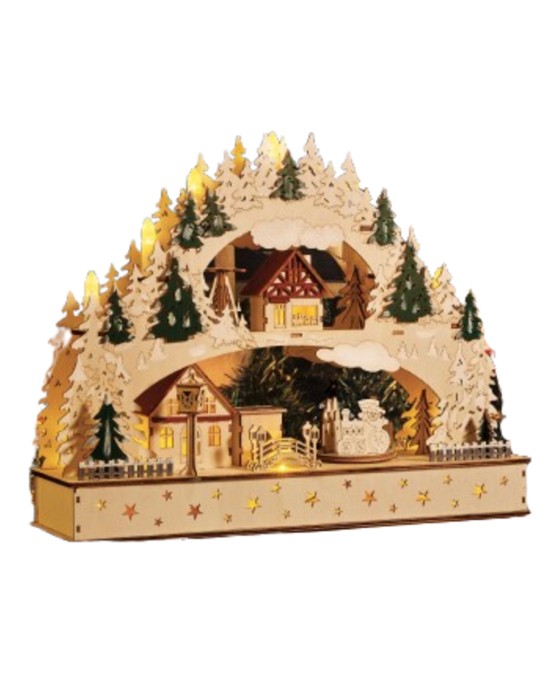 Christmas LED Wooden Decoration with Moving Train Christmas LED Wooden Decoration with Moving Train